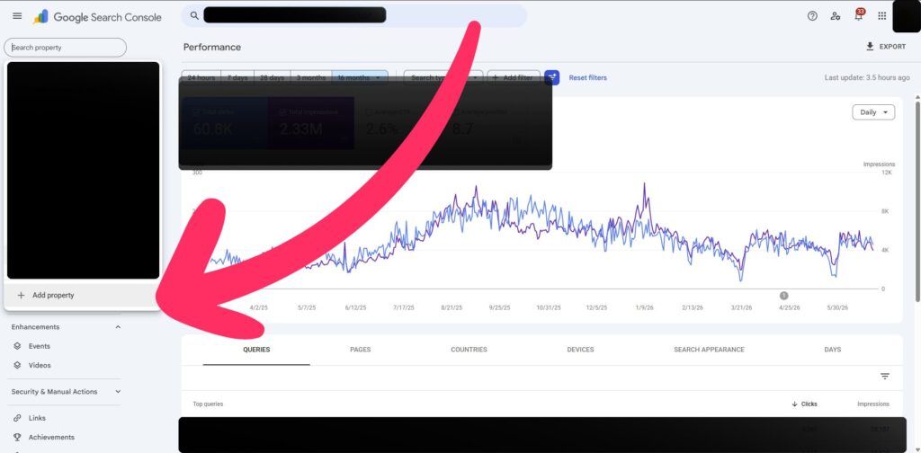 Google Search Console to WordPress Using Rank Math Add Property