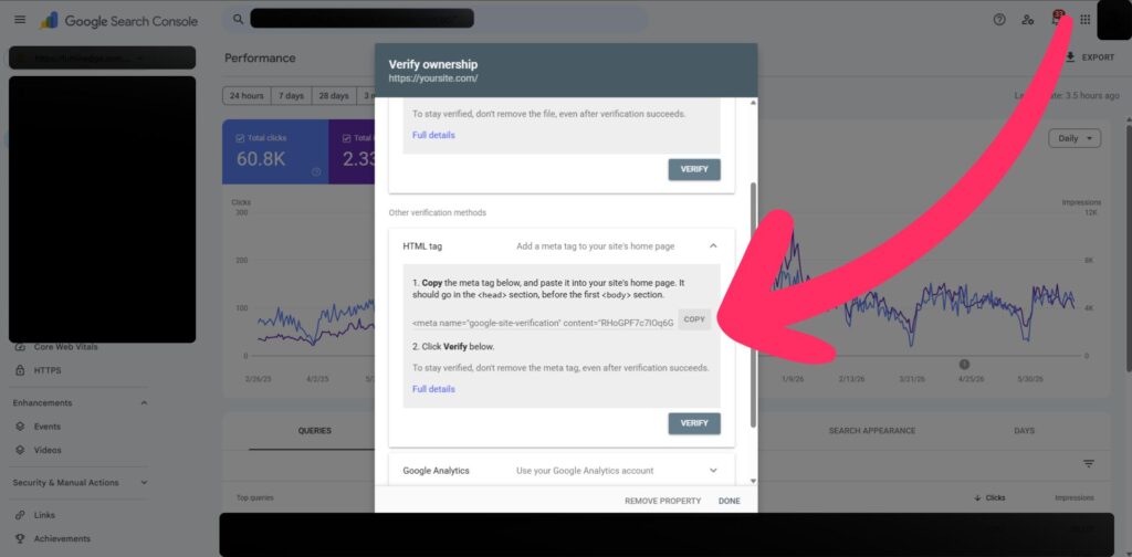 Google Search Console to WordPress Using Rank Math HTML Tag